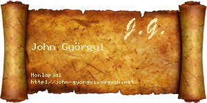 John Györgyi névjegykártya